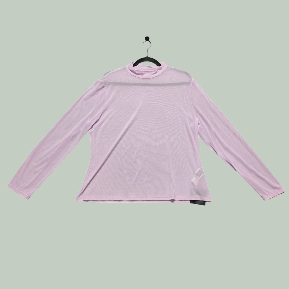 Faircore Y2K Sheer Mesh Mock Neck Top Womens 3XL Lavender SHEIN Curve